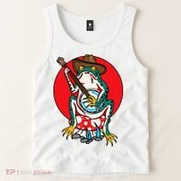 American Traditional Old School Tattoo Flash Frog Banjo Tank Top thumb 2