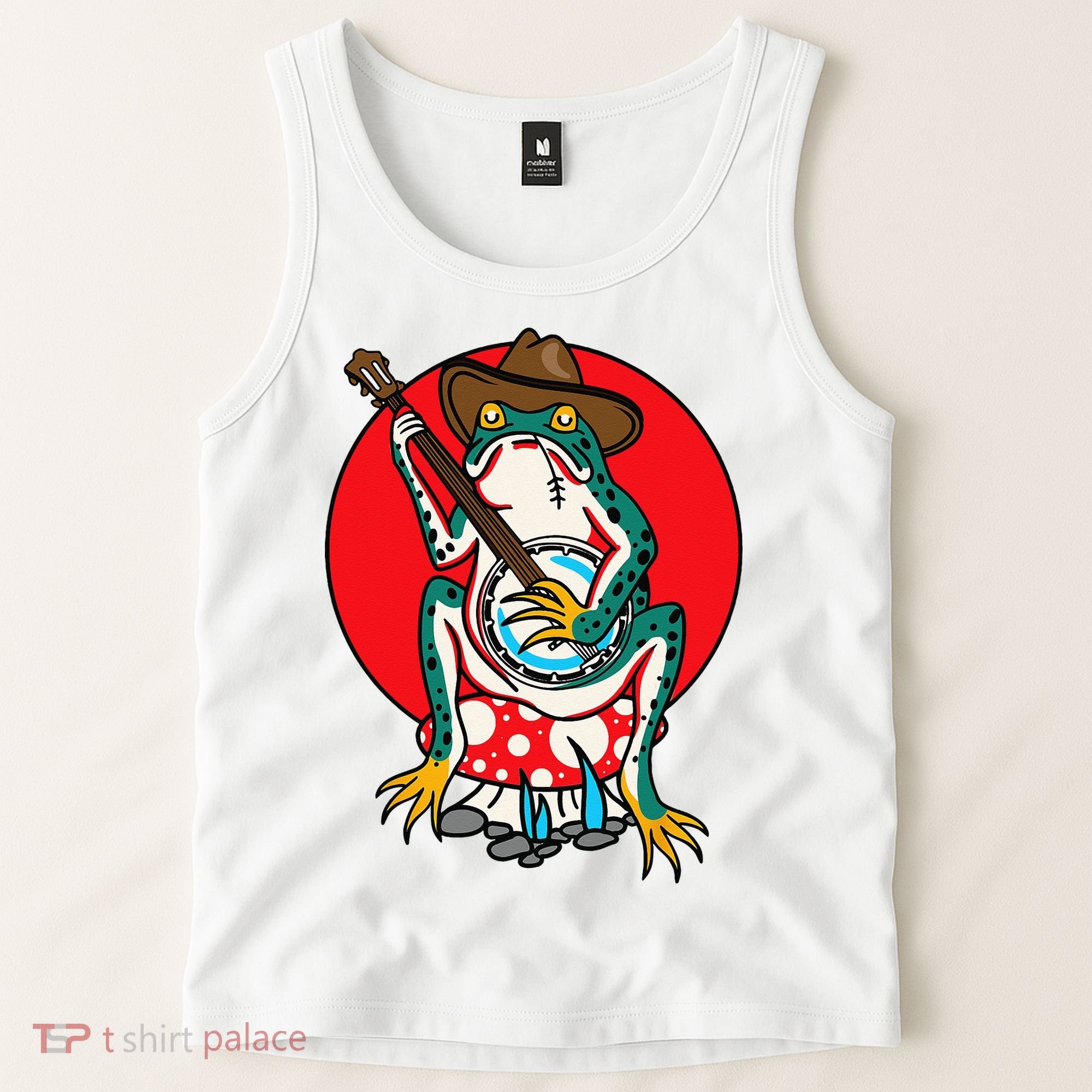 American Traditional Old School Tattoo Flash Frog Banjo Tank Top