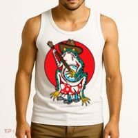 American Traditional Old School Tattoo Flash Frog Banjo Tank Top thumb 3