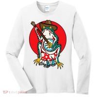 American Traditional Old School Tattoo Flash Frog Banjo Women's Long Sleeve Shirt thumb 0
