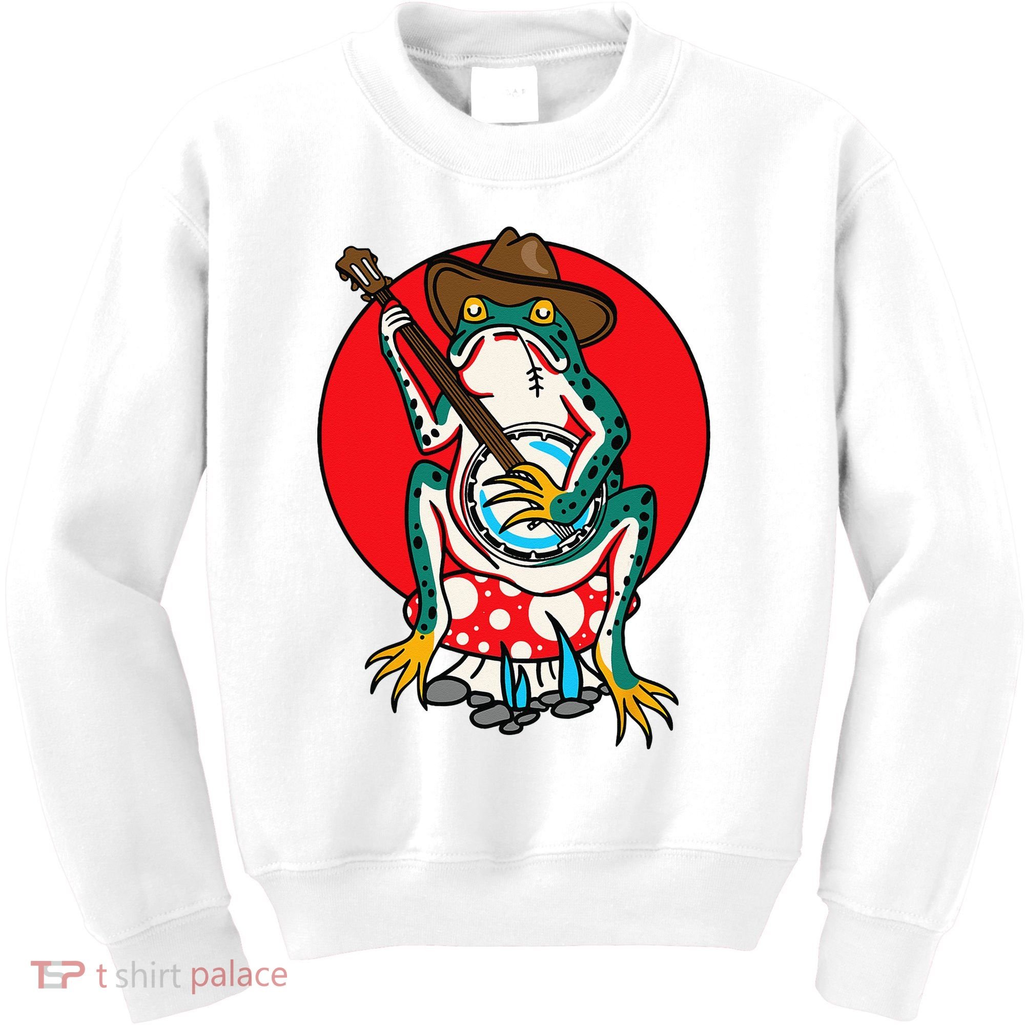 American Traditional Old School Tattoo Flash Frog Banjo Kids Sweatshirt