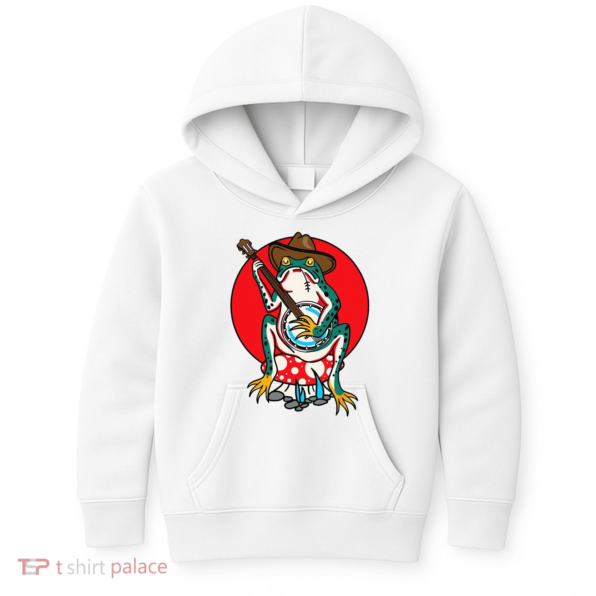 American Traditional Old School Tattoo Flash Frog Banjo Kids Hoodie