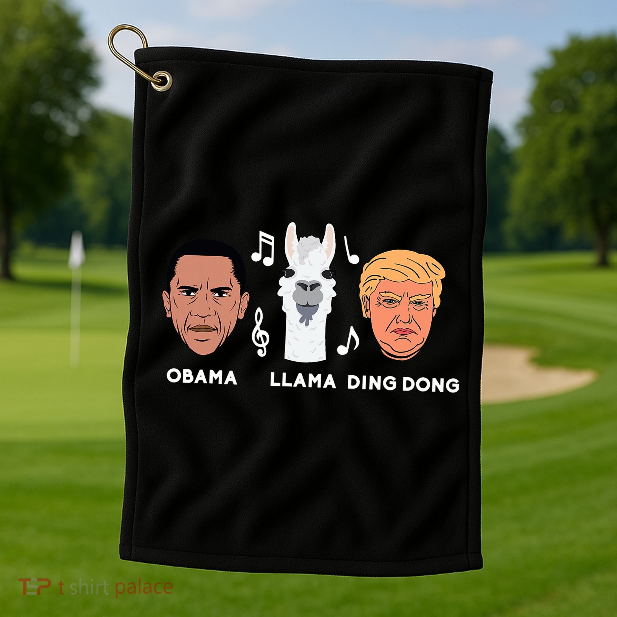 Anti Trump Obama Llama Ding Dong Impeach Funny Democrat Gift  Golf Towel