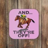 And Theyre Off Funny Horse Racing Gambling Gift Coaster thumb 0