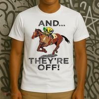 And Theyre Off Funny Horse Racing Gambling Gift T-Shirt thumb 3