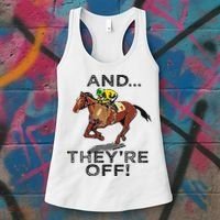 And Theyre Off Funny Horse Racing Gambling Gift Women's Tank Top thumb 3