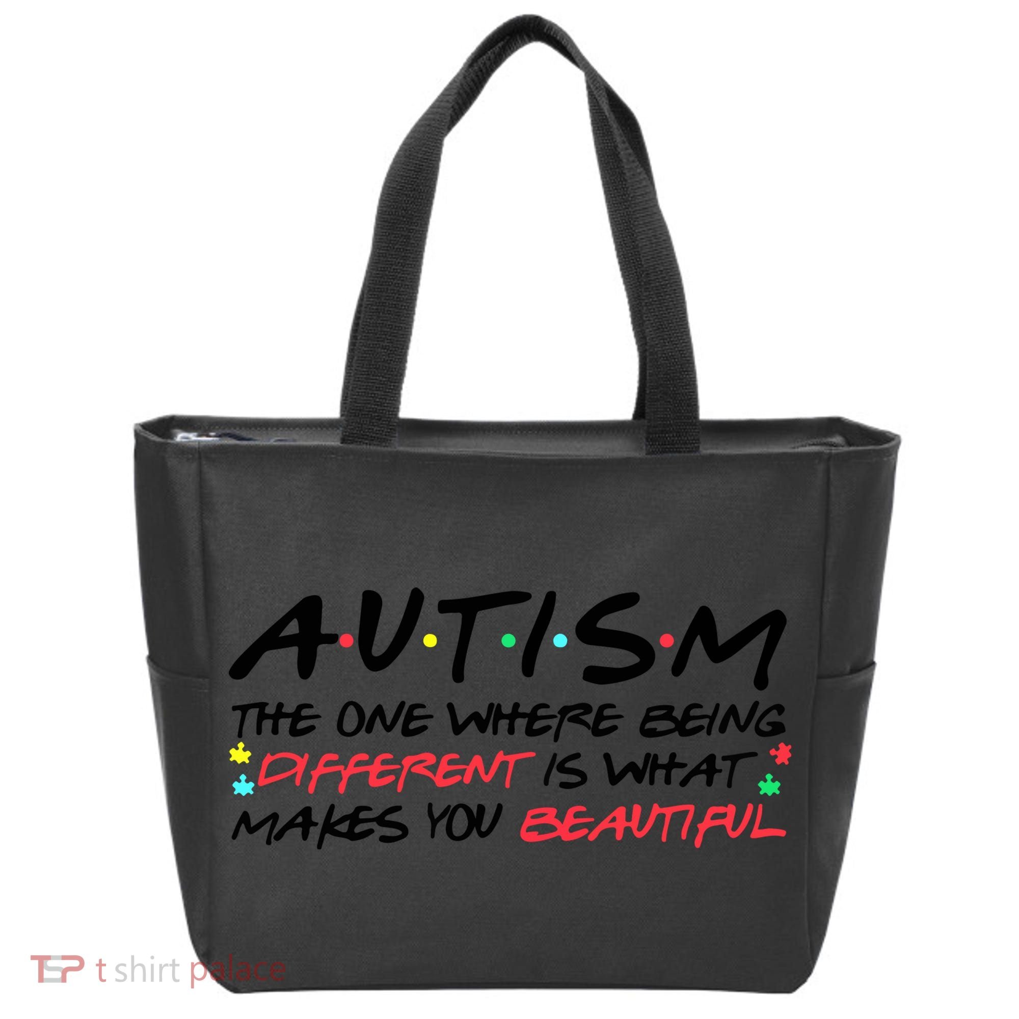 Autism The One Where Being Different Make You Beautiful Autism Awareness Tote Bag