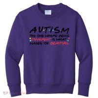 Autism The One Where Being Different Make You Beautiful Autism Awareness Kids Sweatshirt thumb 0