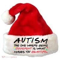 Autism The One Where Being Different Make You Beautiful Autism Awareness Santa Hat thumb 0