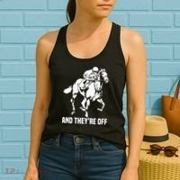 And TheyRe Off Horse Racing Fan Thoroughbred Racing Women's Tank Top thumb 2