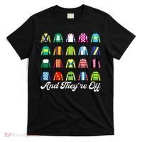 And They're Off Horse Racing Derby Day Funny Silks Jockey  T-Shirt thumb 0
