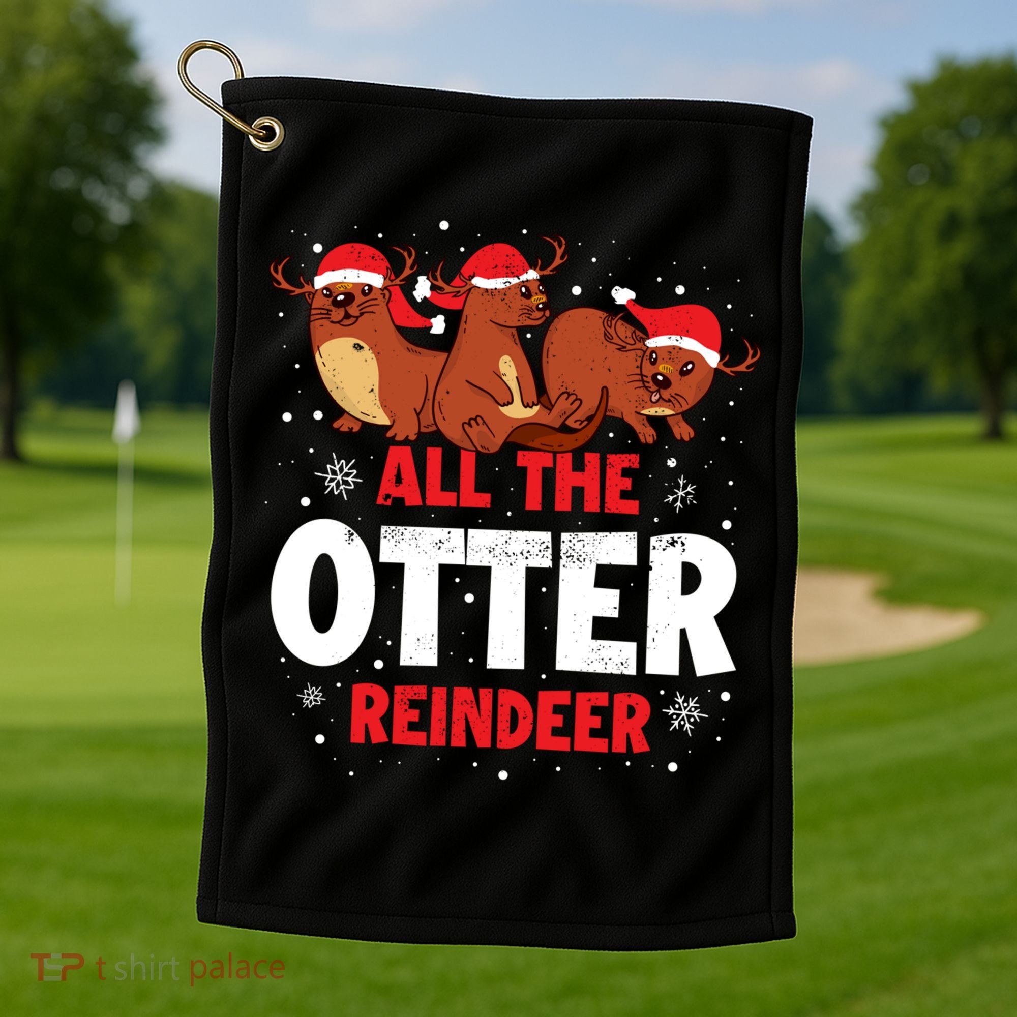 All The Otter Reindeer Gift Golf Towel