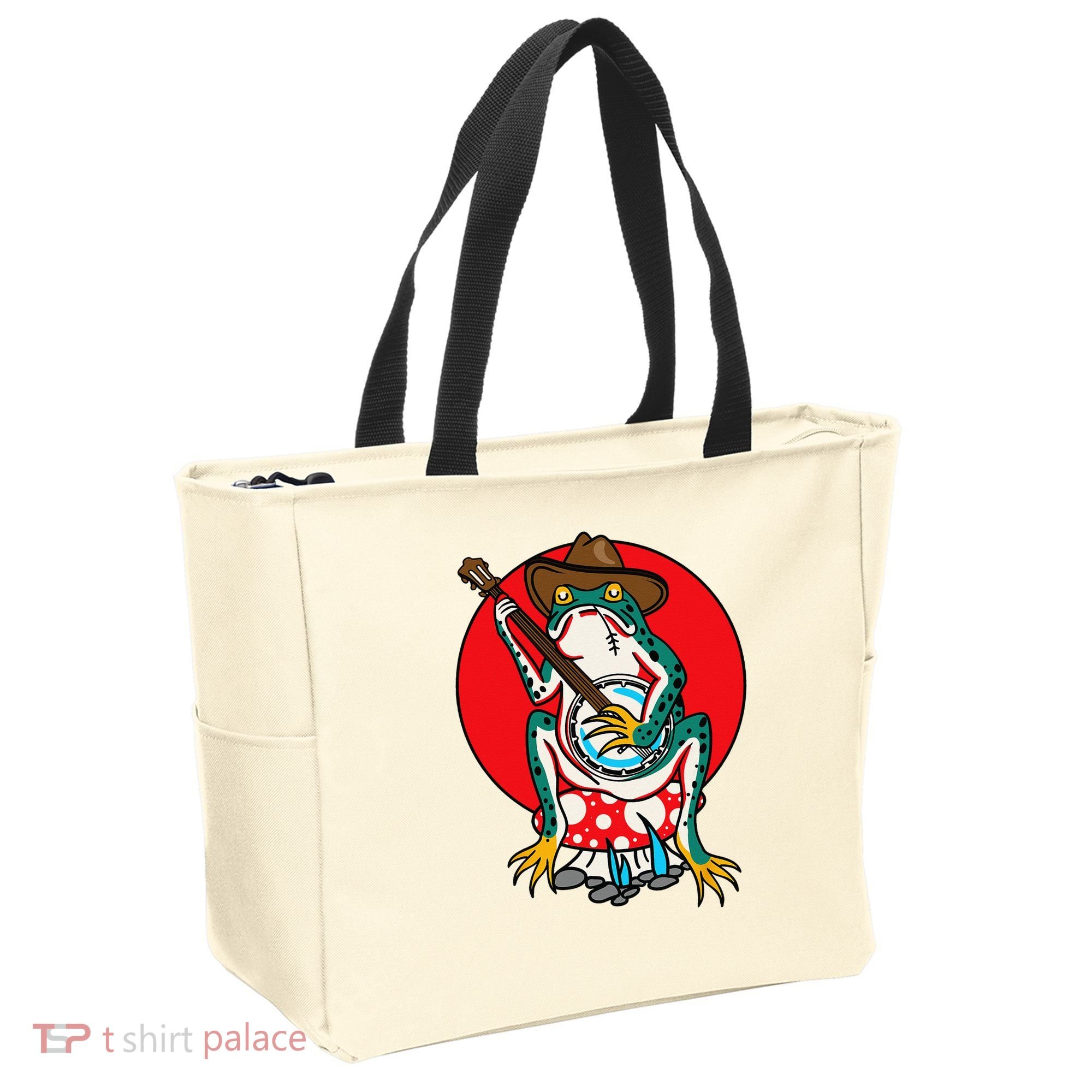 American Traditional Old School Tattoo Flash Frog Banjo Tote Bag