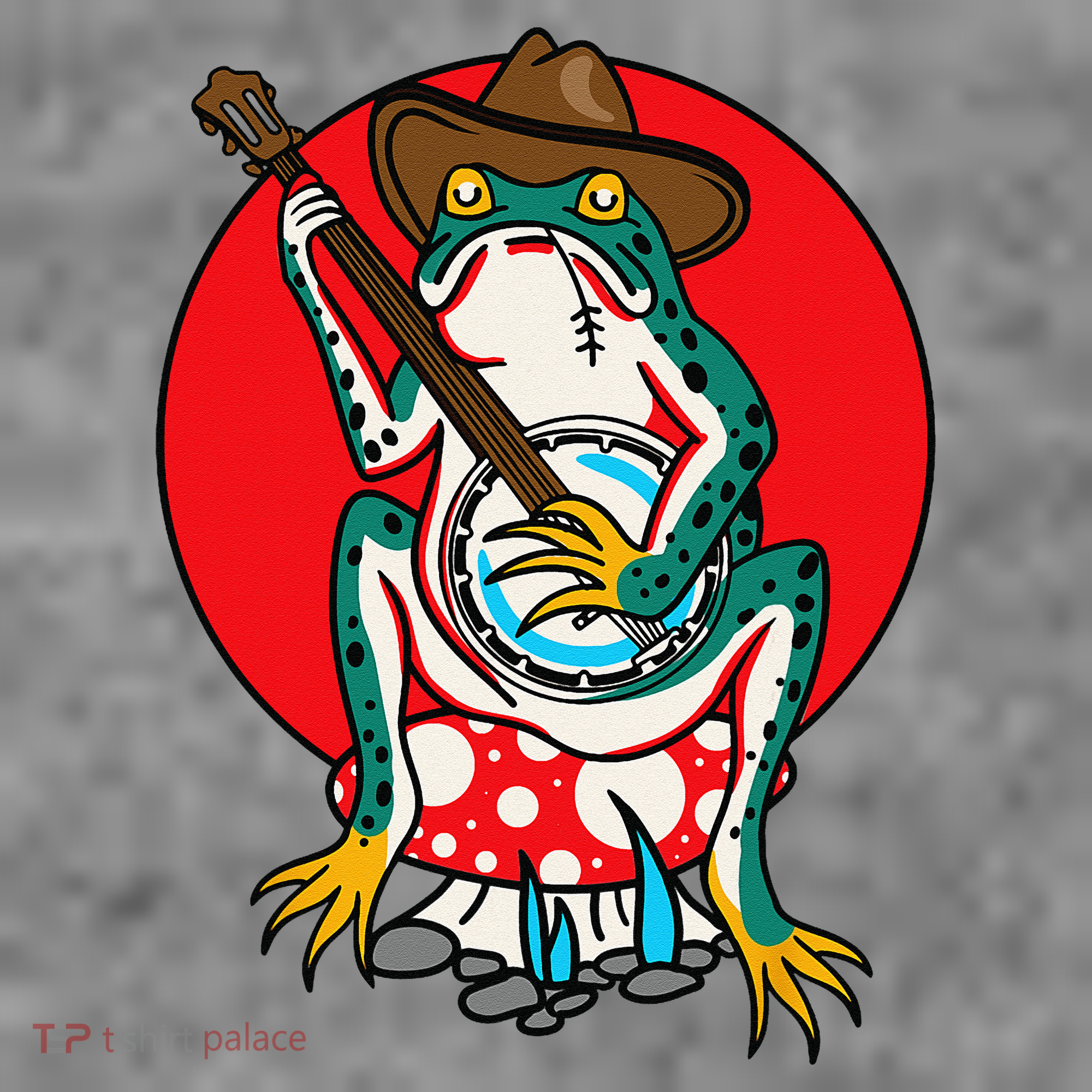 American Traditional Old School Tattoo Flash Frog Banjo Toddler Hoodie