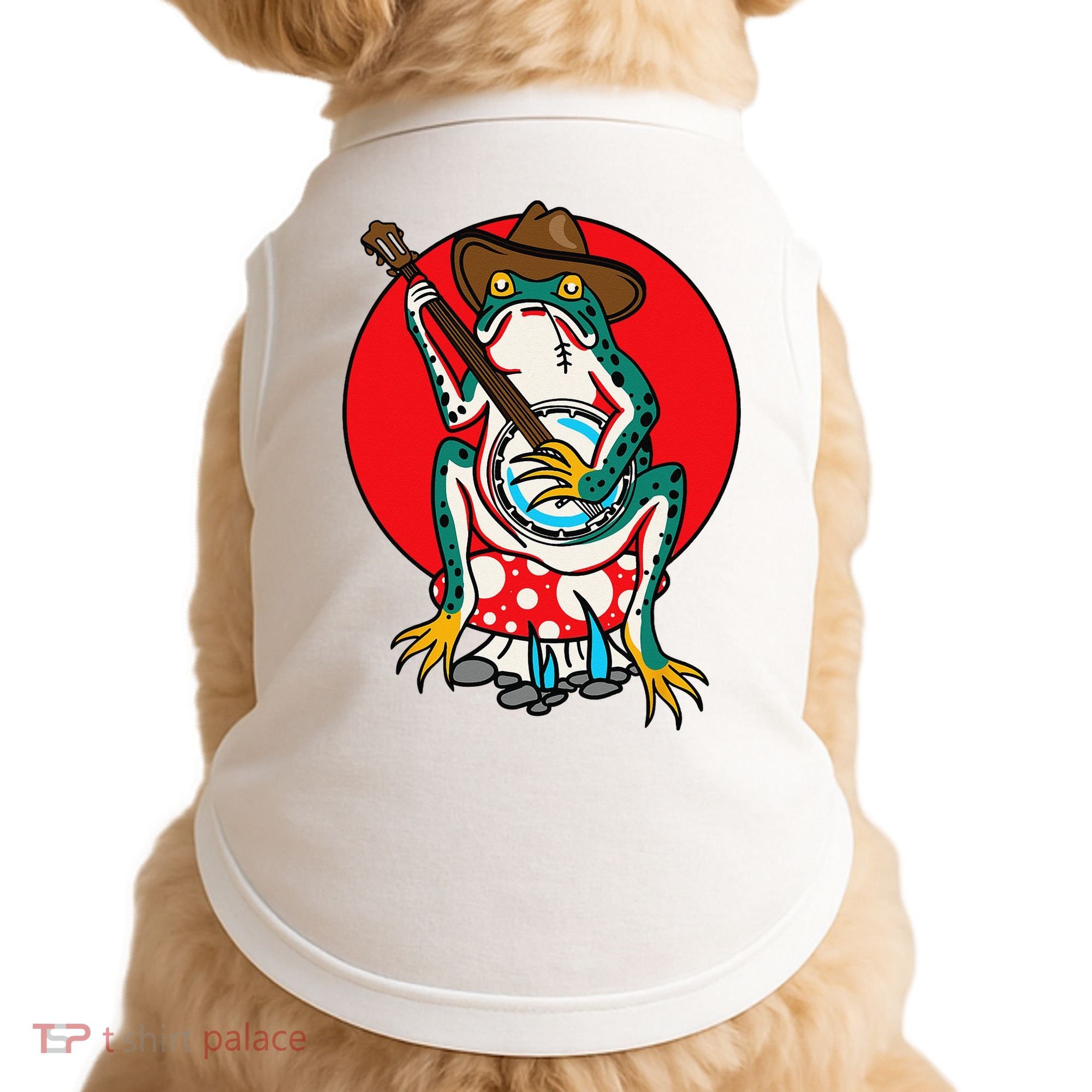American Traditional Old School Tattoo Flash Frog Banjo Doggie Tank
