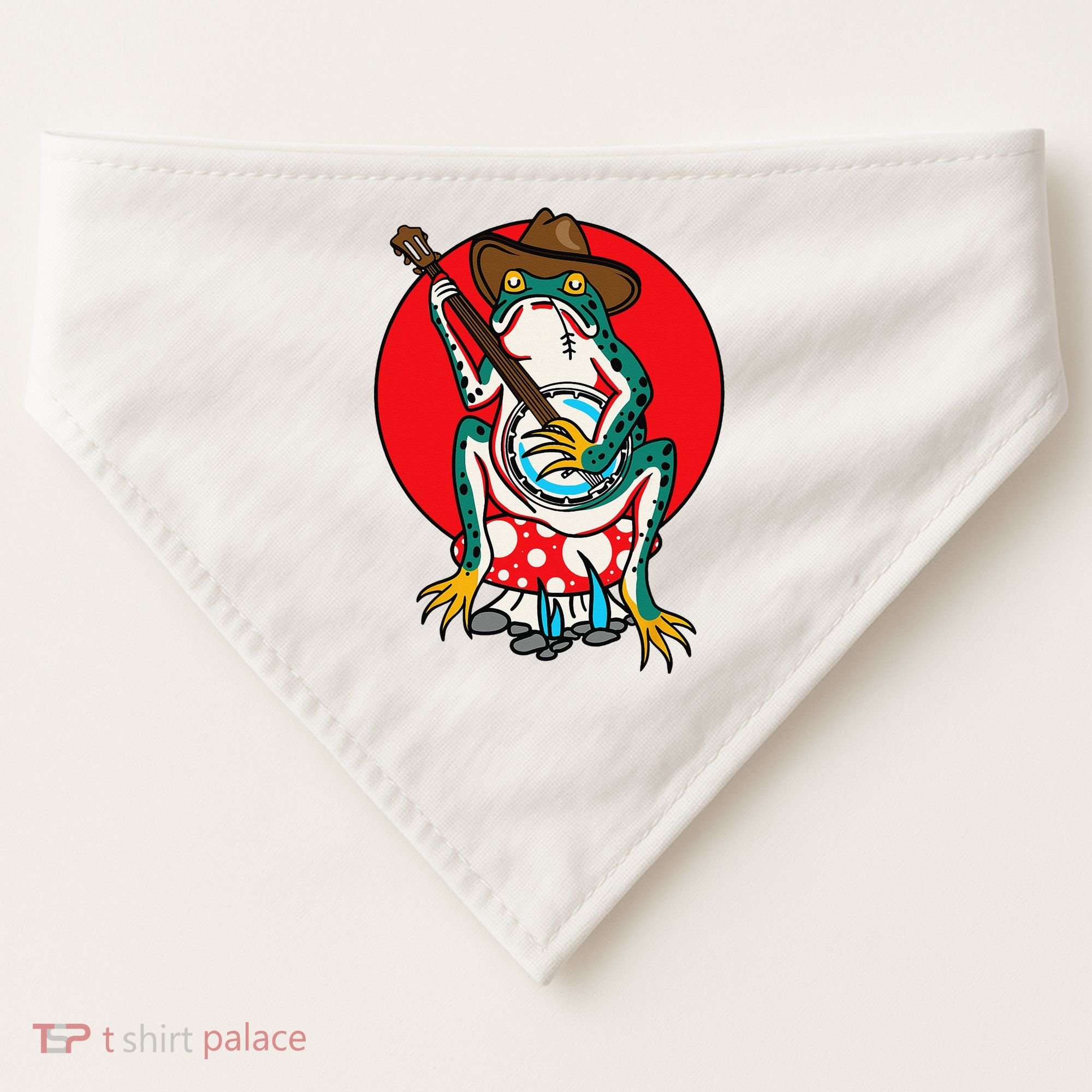 American Traditional Old School Tattoo Flash Frog Banjo USA-Made Doggie Bandana