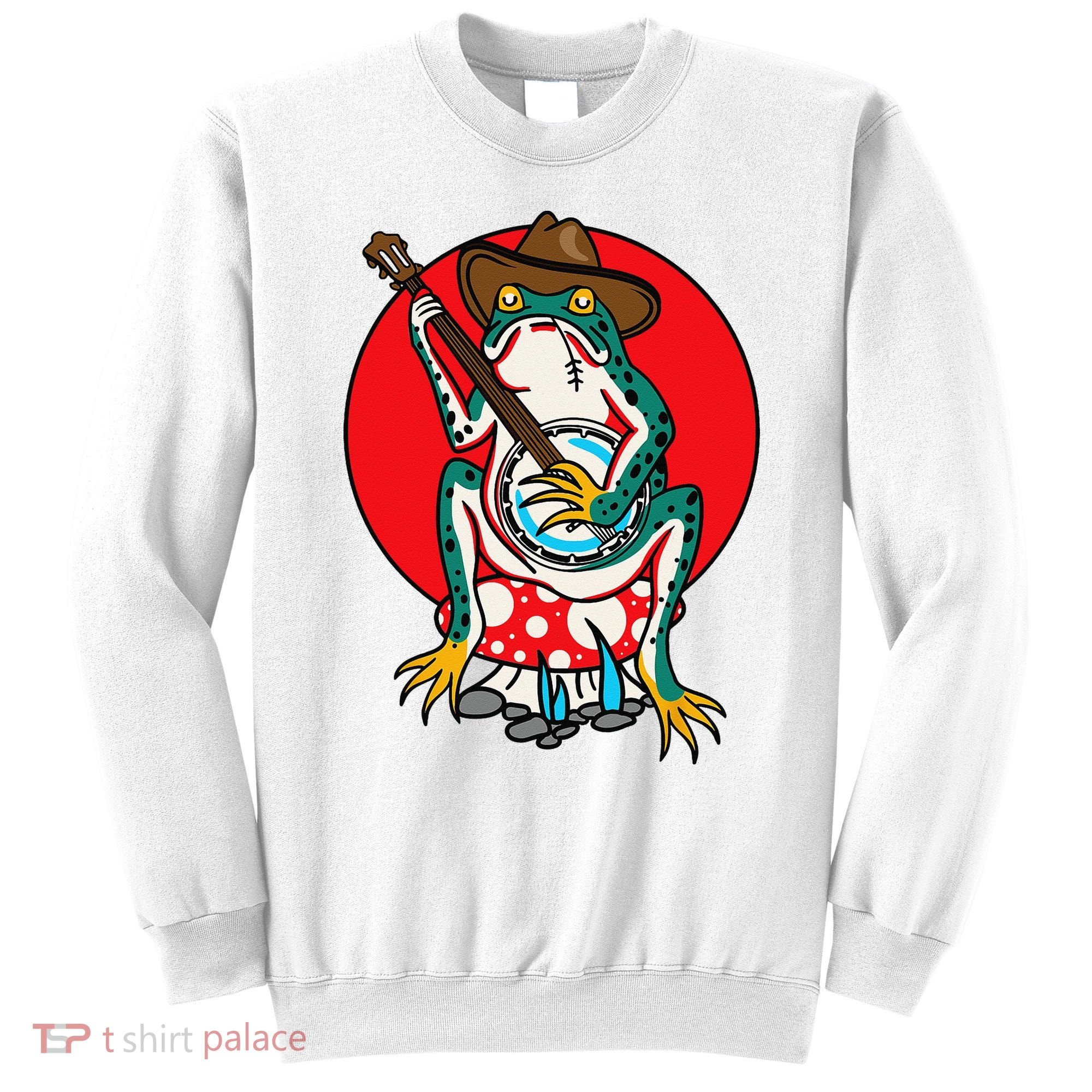 American Traditional Old School Tattoo Flash Frog Banjo Sweatshirt