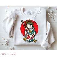 American Traditional Old School Tattoo Flash Frog Banjo Sweatshirt thumb 2