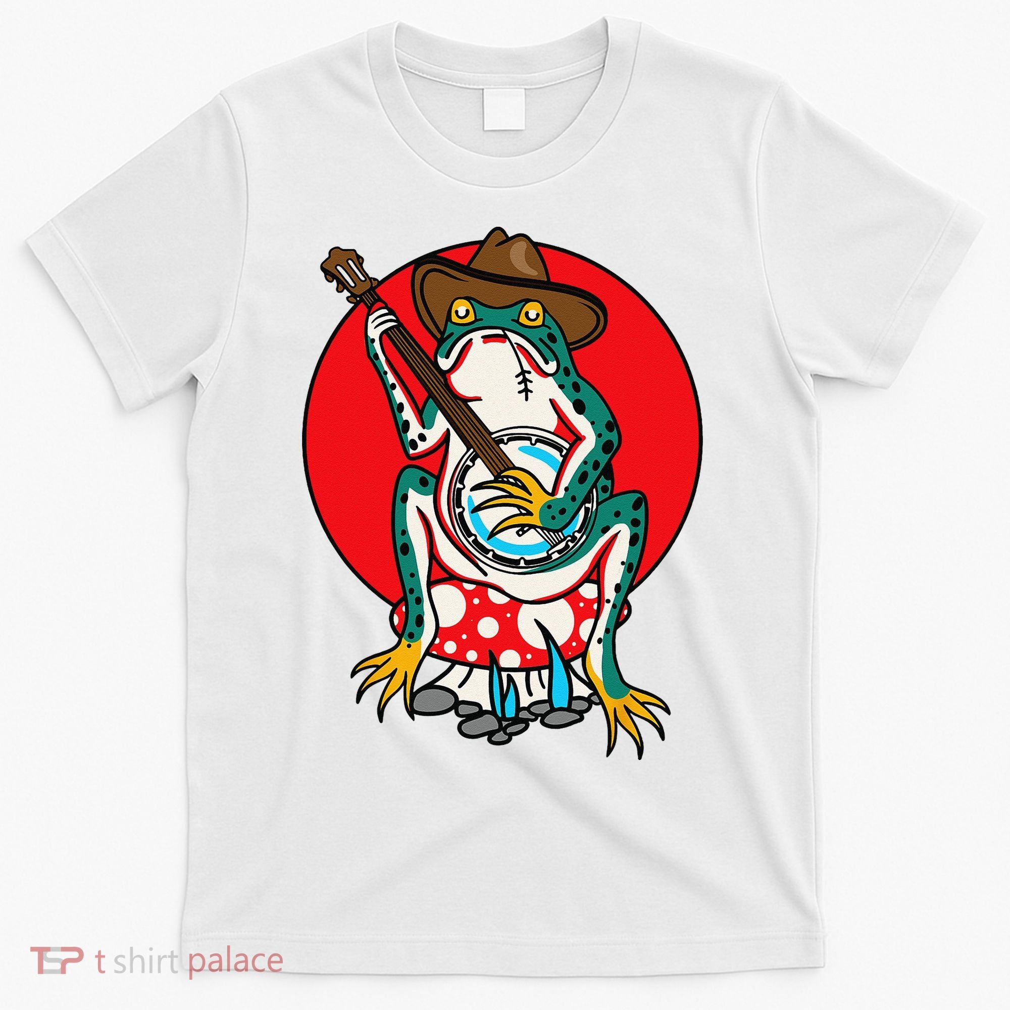 American Traditional Old School Tattoo Flash Frog Banjo T-Shirt