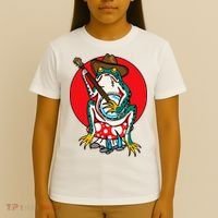 American Traditional Old School Tattoo Flash Frog Banjo T-Shirt thumb 4