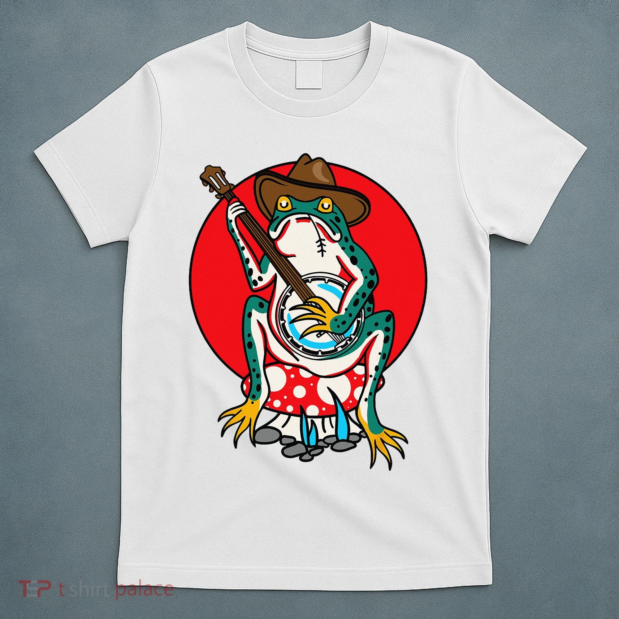 American Traditional Old School Tattoo Flash Frog Banjo T-Shirt