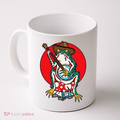 American Traditional Old School Tattoo Flash Frog Banjo Coffee Mug