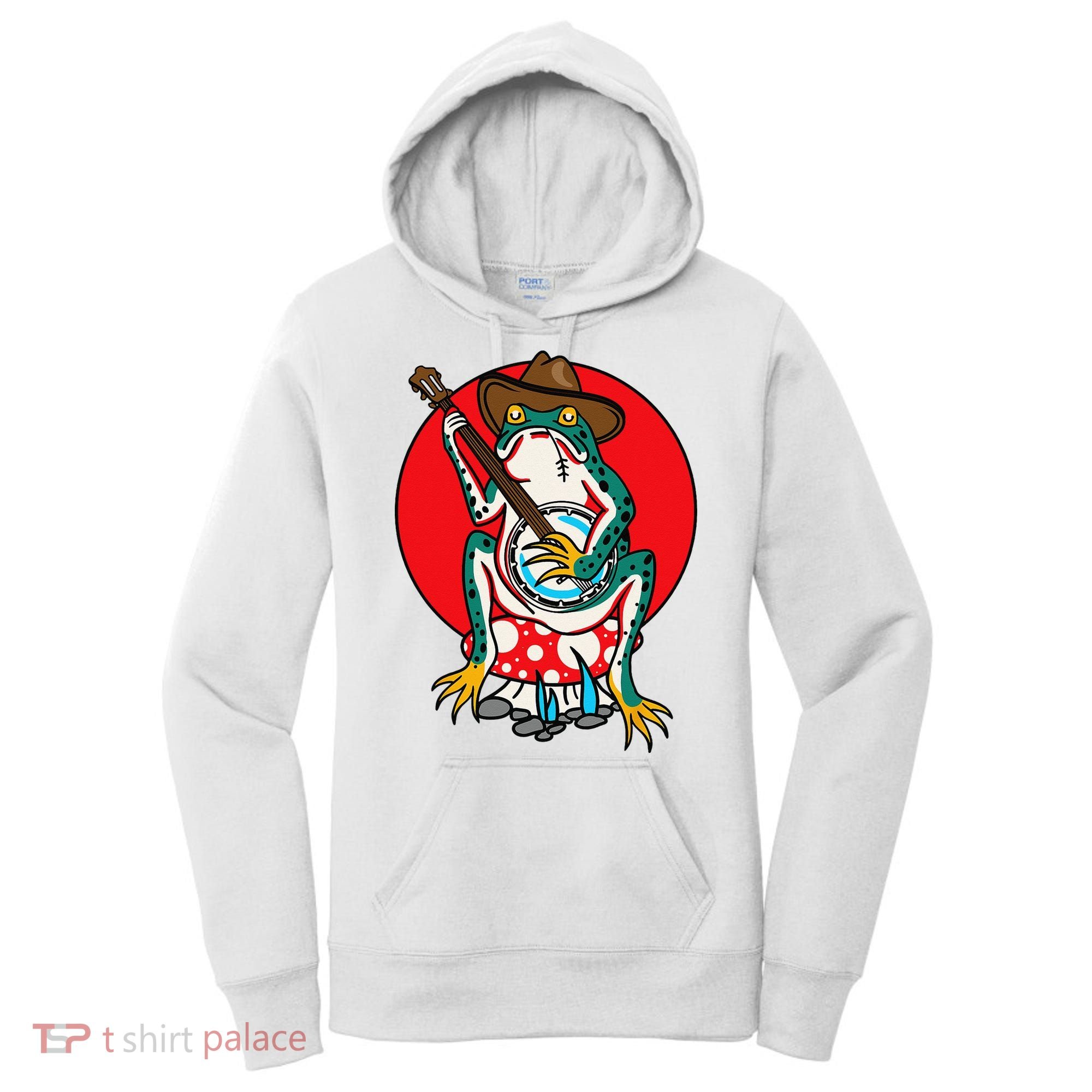 American Traditional Old School Tattoo Flash Frog Banjo Women's Hoodie