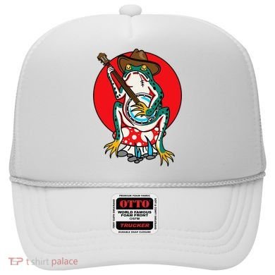 American Traditional Old School Tattoo Flash Frog Banjo Hat