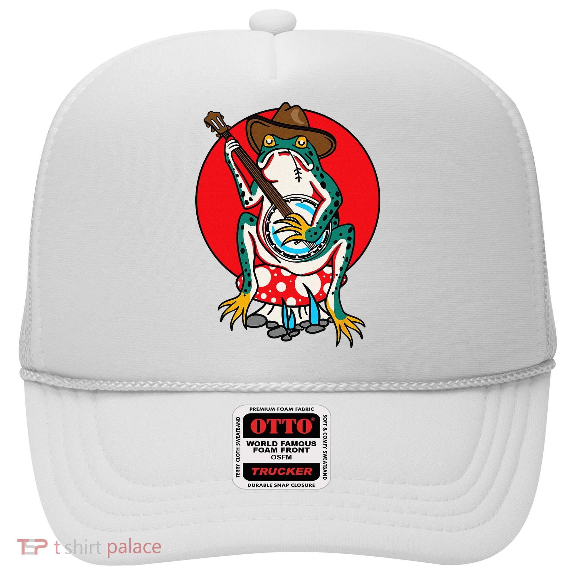 American Traditional Old School Tattoo Flash Frog Banjo Hat