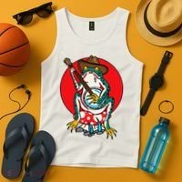 American Traditional Old School Tattoo Flash Frog Banjo Tank Top thumb 4