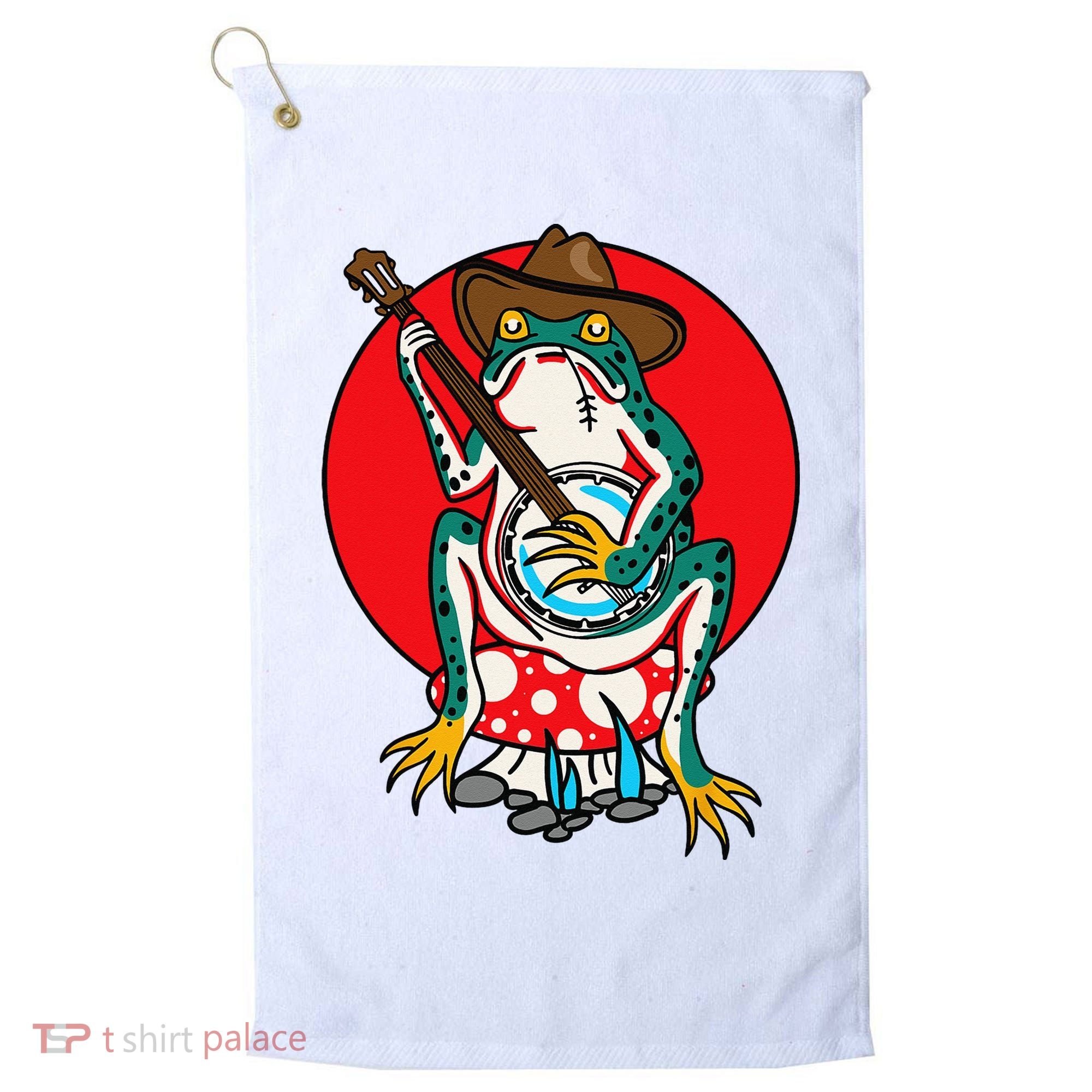 American Traditional Old School Tattoo Flash Frog Banjo Golf Towel