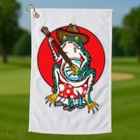 American Traditional Old School Tattoo Flash Frog Banjo Golf Towel thumb 1