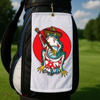 American Traditional Old School Tattoo Flash Frog Banjo Golf Towel thumb 2
