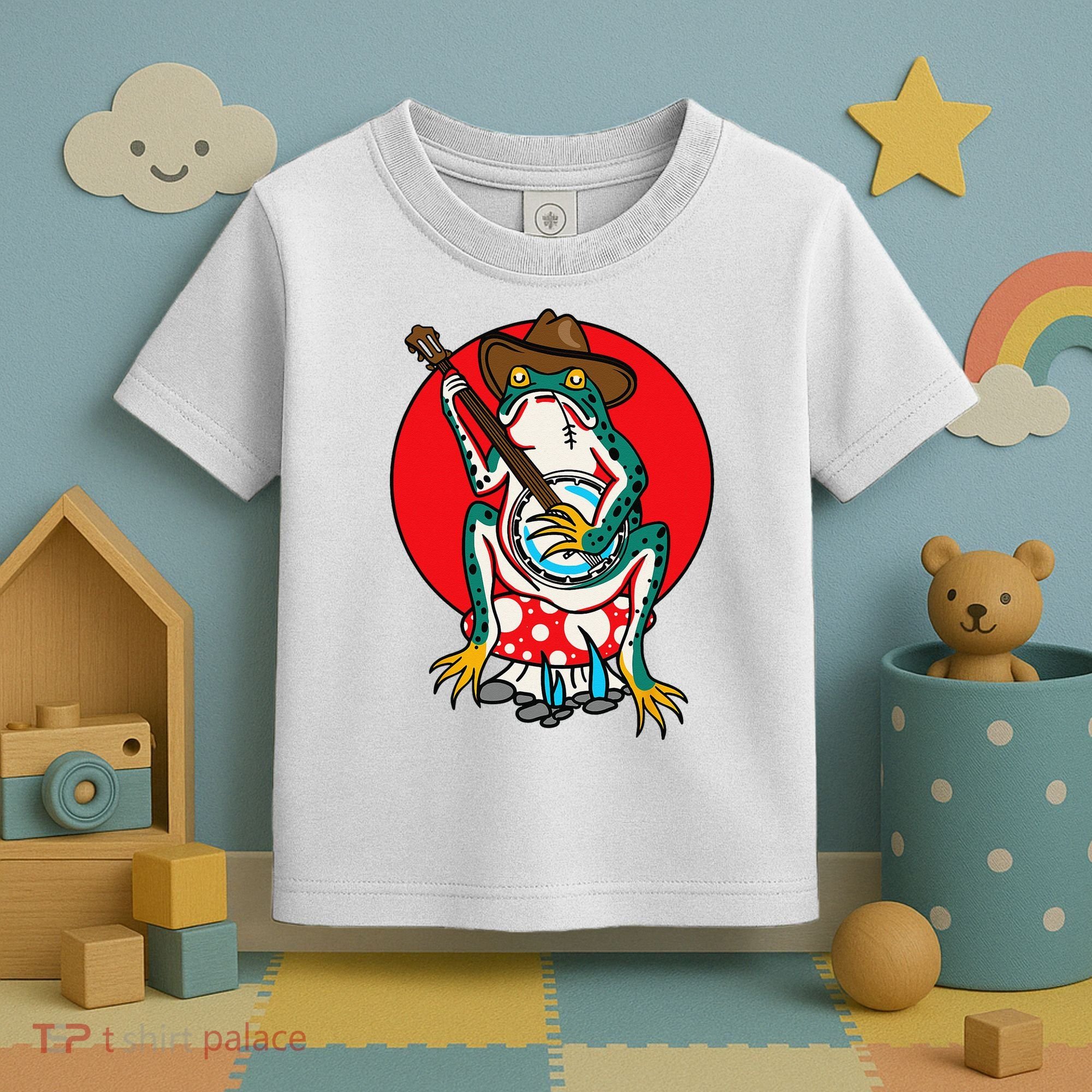 American Traditional Old School Tattoo Flash Frog Banjo Toddler T-Shirt