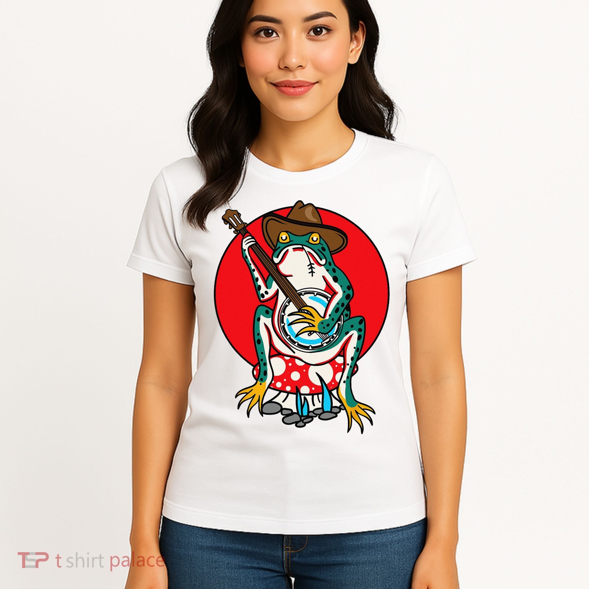 American Traditional Old School Tattoo Flash Frog Banjo Women's T-Shirt