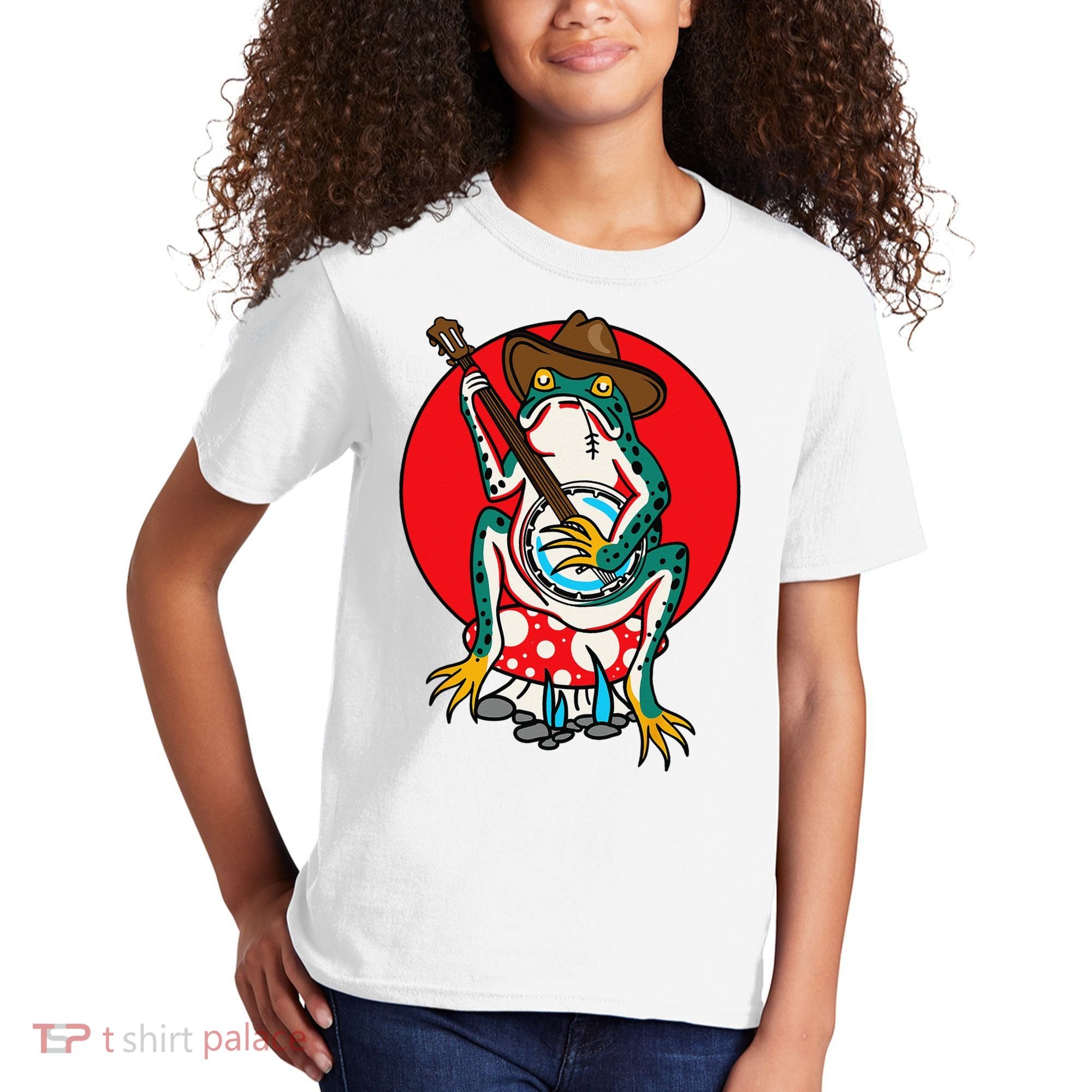 American Traditional Old School Tattoo Flash Frog Banjo Kids T-Shirt