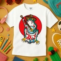 American Traditional Old School Tattoo Flash Frog Banjo Kids T-Shirt thumb 3