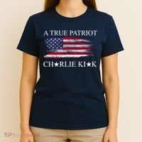 A True Patriot Charlie Kirk USA America Flag T-Shirt thumb 4