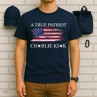 A True Patriot Charlie Kirk USA America Flag T-Shirt thumb 6