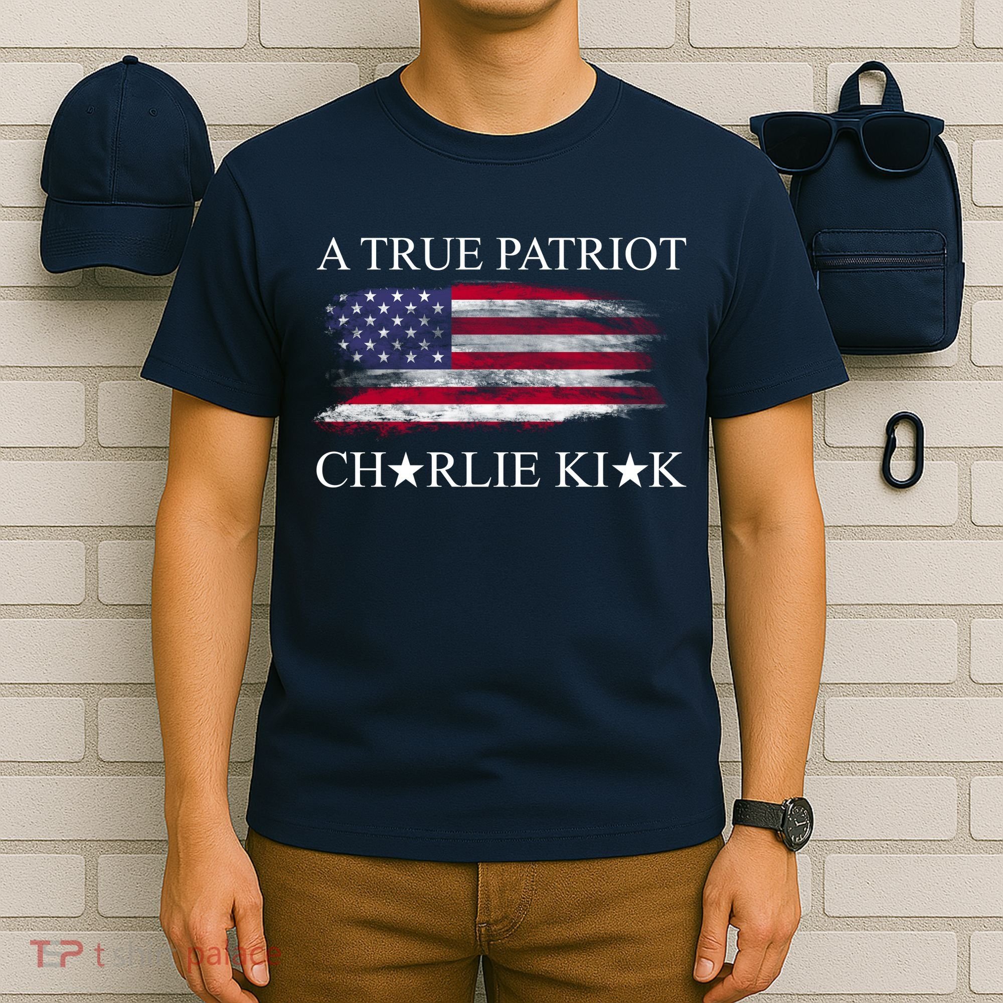 A True Patriot Charlie Kirk USA America Flag T-Shirt