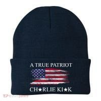 A True Patriot Charlie Kirk USA America Flag Beanie thumb 0