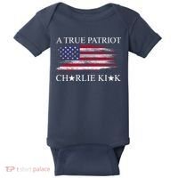A True Patriot Charlie Kirk USA America Flag Baby Bodysuit thumb 0