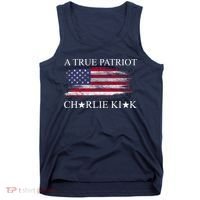 A True Patriot Charlie Kirk USA America Flag Tank Top thumb 0