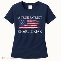 A True Patriot Charlie Kirk USA America Flag Women's T-Shirt thumb 0
