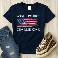 A True Patriot Charlie Kirk USA America Flag Women's T-Shirt thumb 3