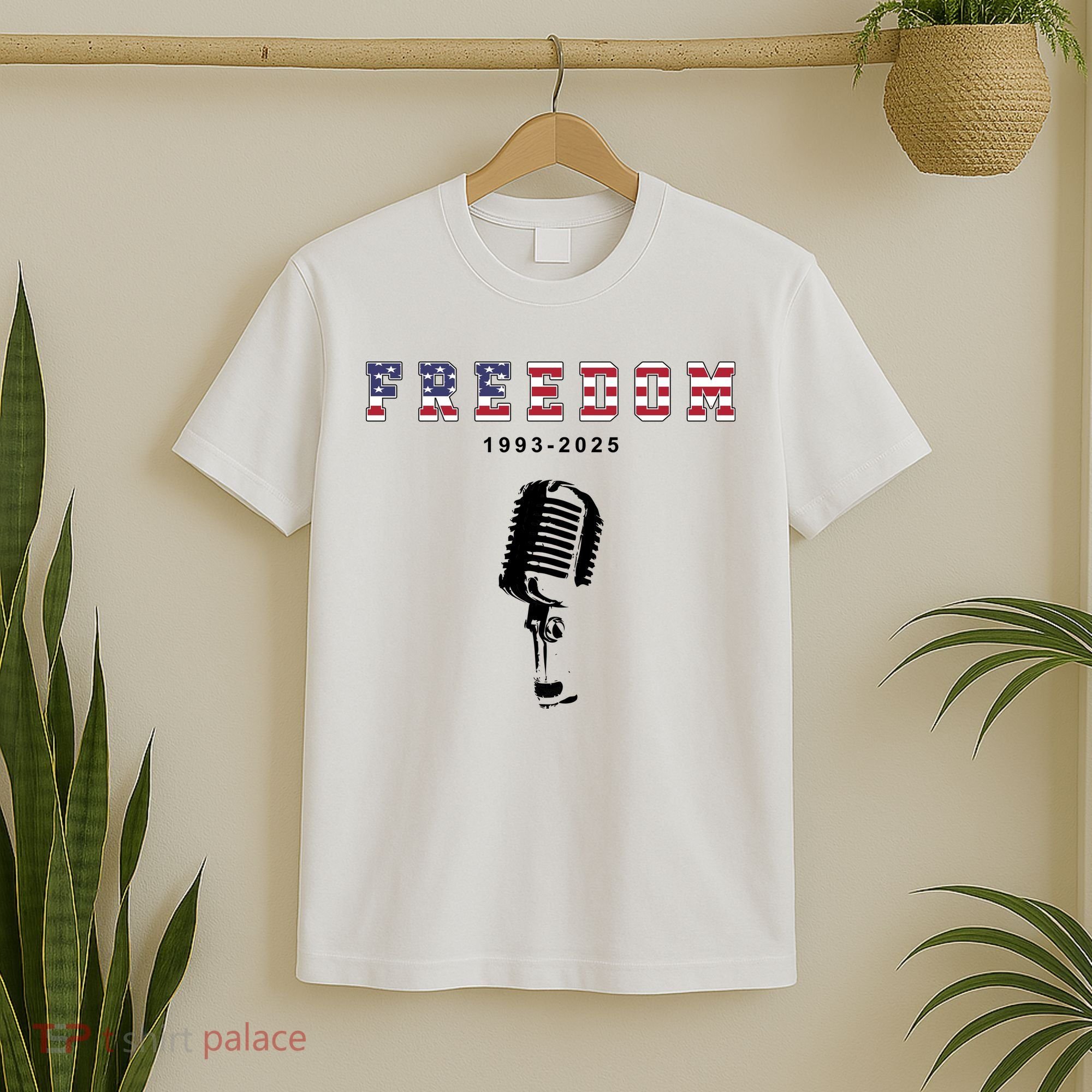 A True Patriot Freedom 1993-2025 USA Printed Charlie Kirk T-Shirt