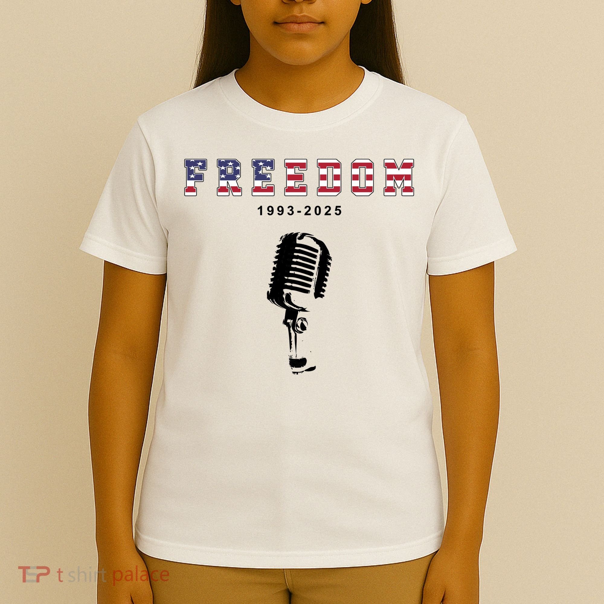A True Patriot Freedom 1993-2025 USA Printed Charlie Kirk T-Shirt