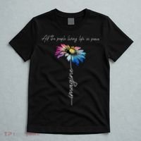 All The People Imagine Living Life In Peace Vintage Flower T-Shirt thumb 5