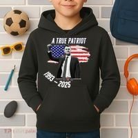 A True Patriot Charlie Kirk 1993-2025 Memoral Kids Hoodie thumb 2