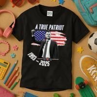A True Patriot Charlie Kirk 1993-2025 Memoral Kids T-Shirt thumb 3